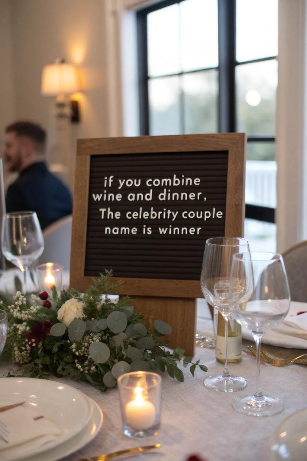 A cheeky addition to your dinner conversations.