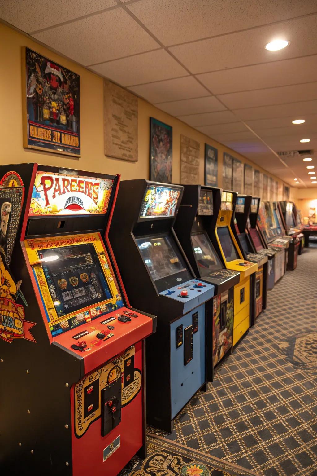 Retro arcade machines adding a touch of nostalgia to the game room.