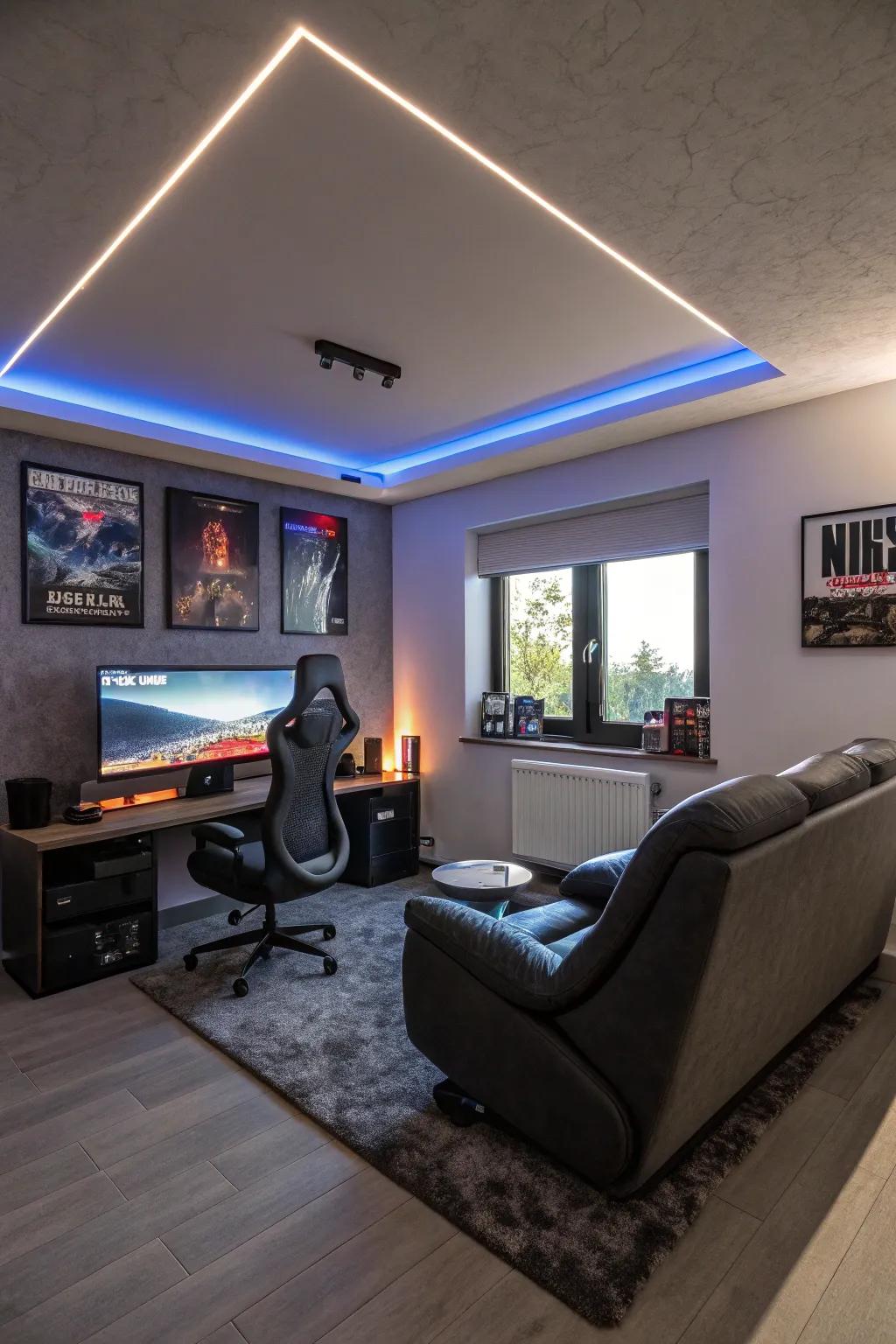 Smart lighting delivers adaptable ambiance in your gaming space.