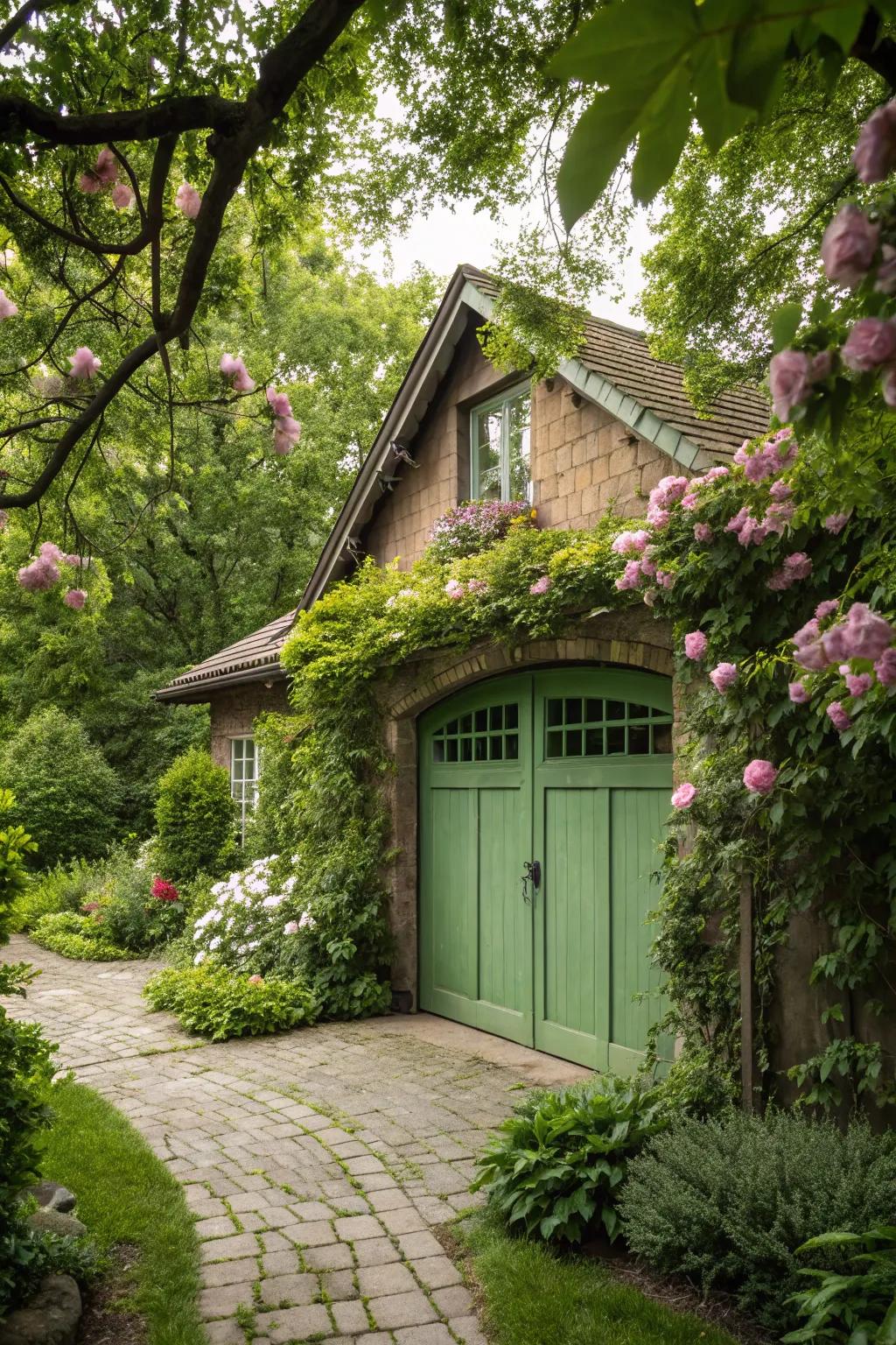 Natural verdant garage entrances deliver a harmonious connection with nature.