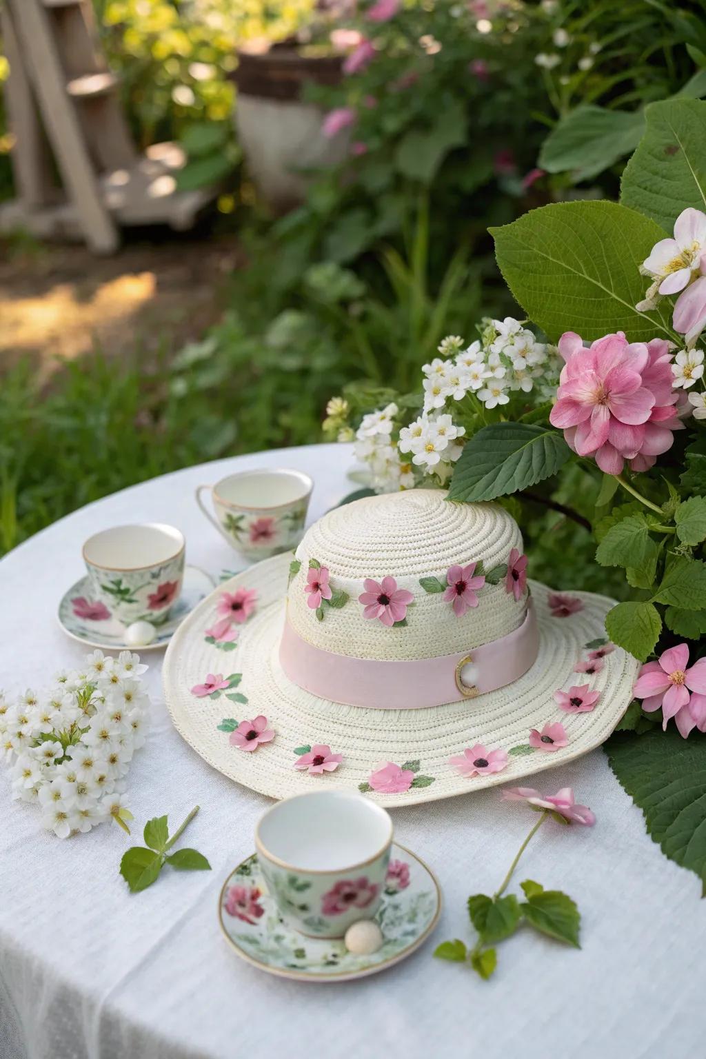 Tea time treasure hat for a whimsical tea party look.