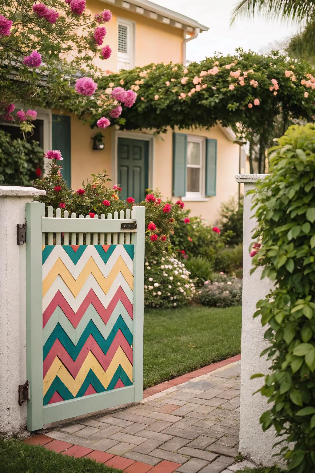 A gate with playful patterns.