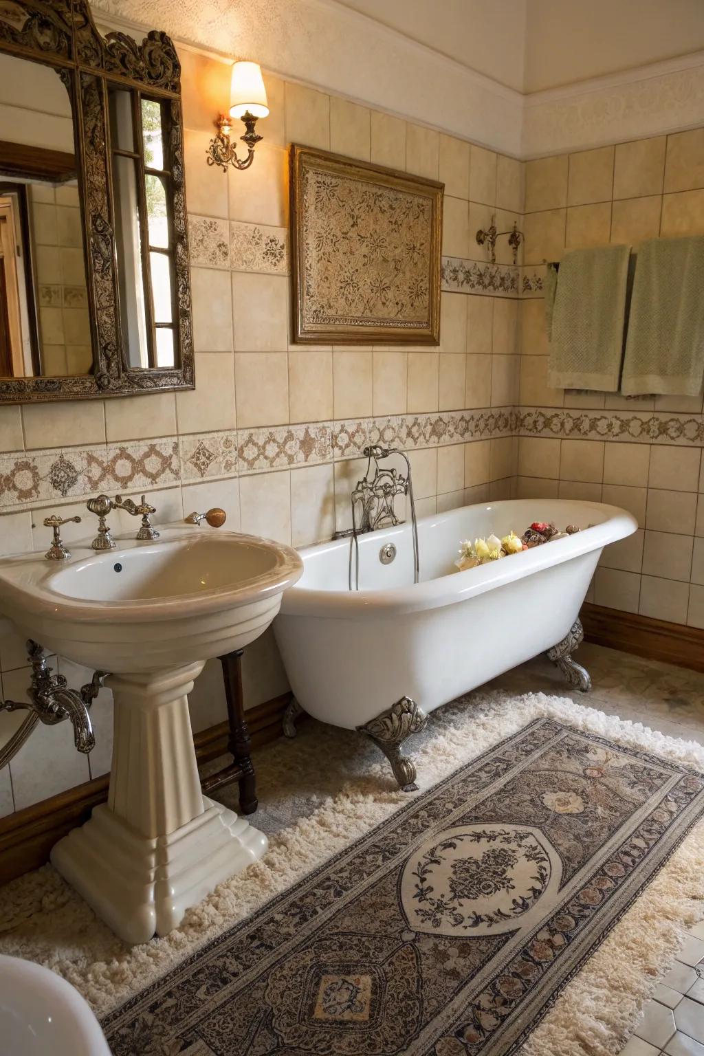 Classic features such as clawfoot tubs evoke a sense of timelessness.