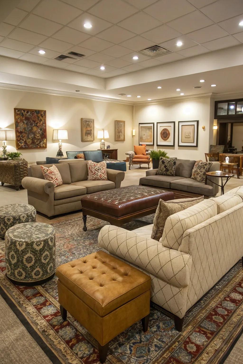 Versatile seating that promotes relaxation and engagement.