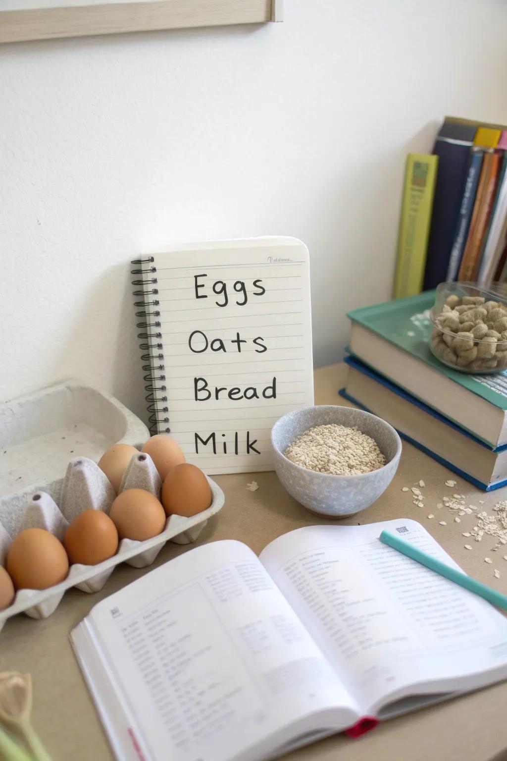 A student-focused list assists in maintaining a balanced diet on a budget.