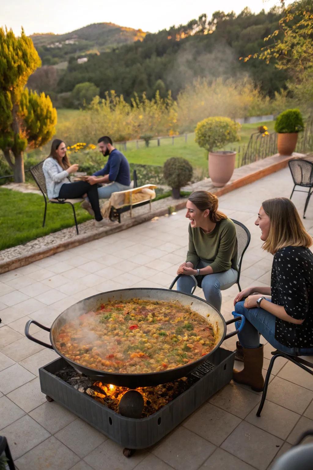 Enjoy the shared pleasure of preparing paella.