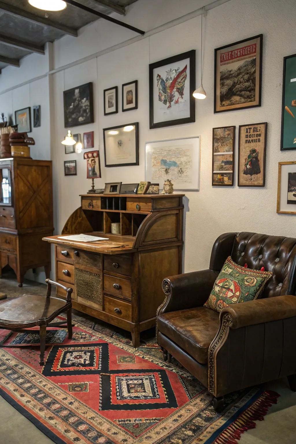 Varied furniture produces a classic grunge appearance.