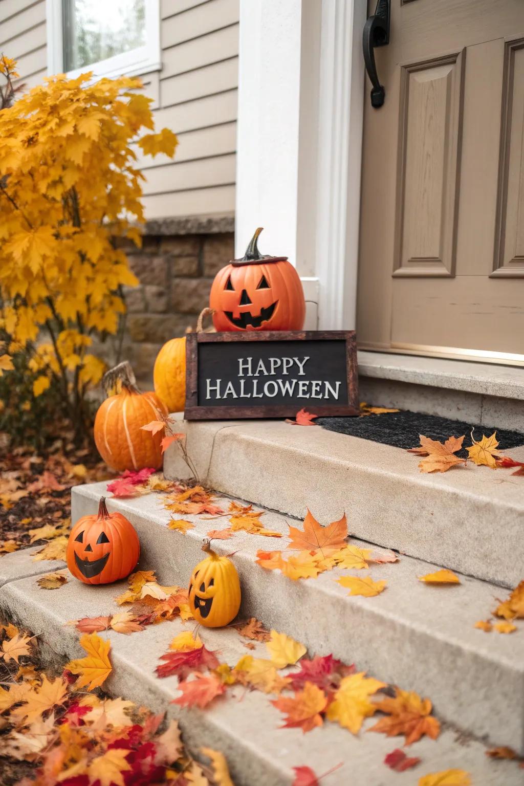 A lovely scene with gourds and a Halloween marker.