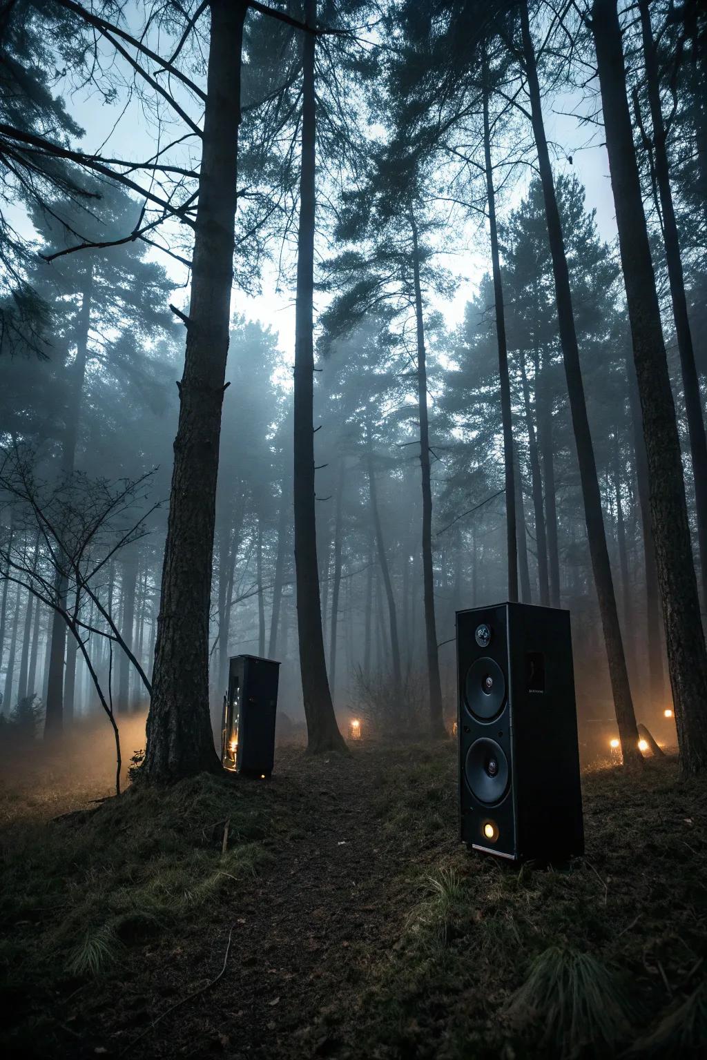 The murmuring grove, brimming with eerie melodies and hidden entities.