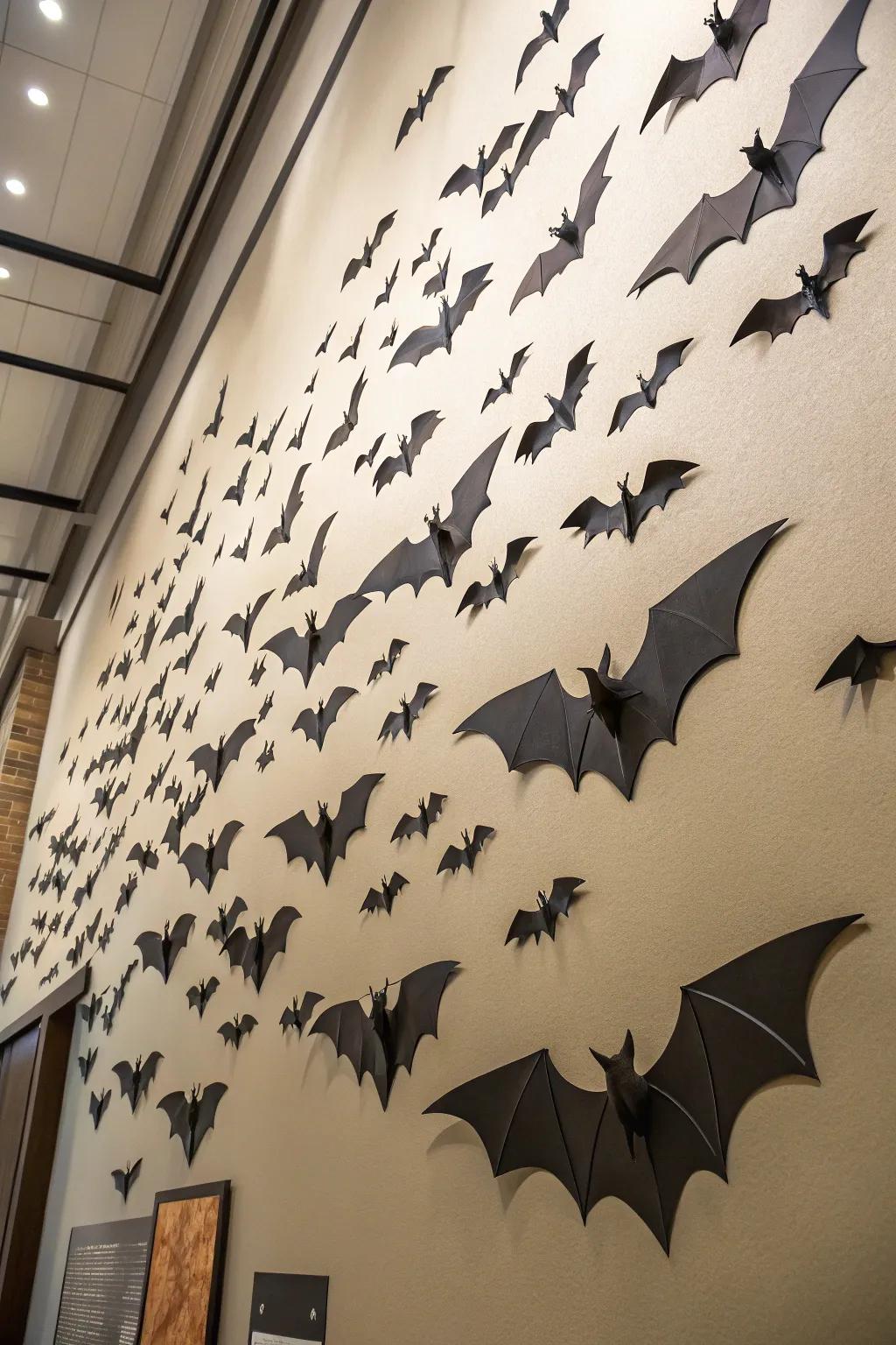 A 3D winged nocturnal critter group makes for an eye-catching Halloween display.