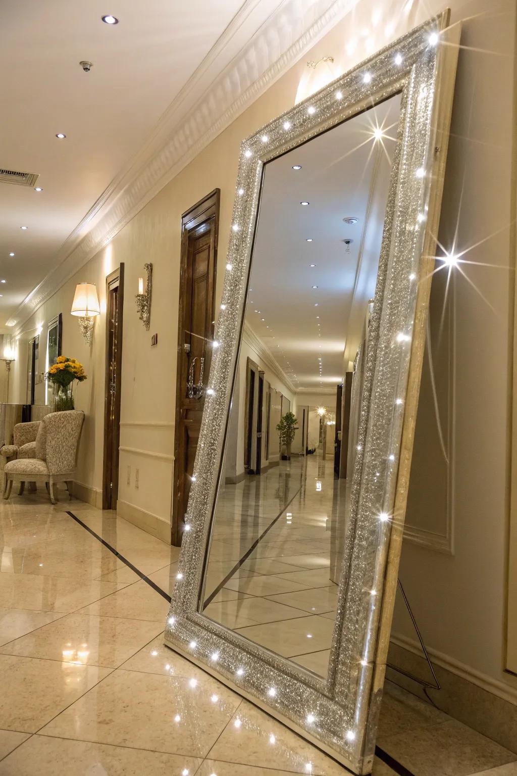 Beveled mirrors offer elegance and playful light.