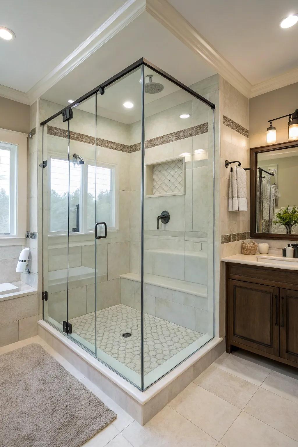 Minimalist glass enclosures retain an open yet concealed ambiance.