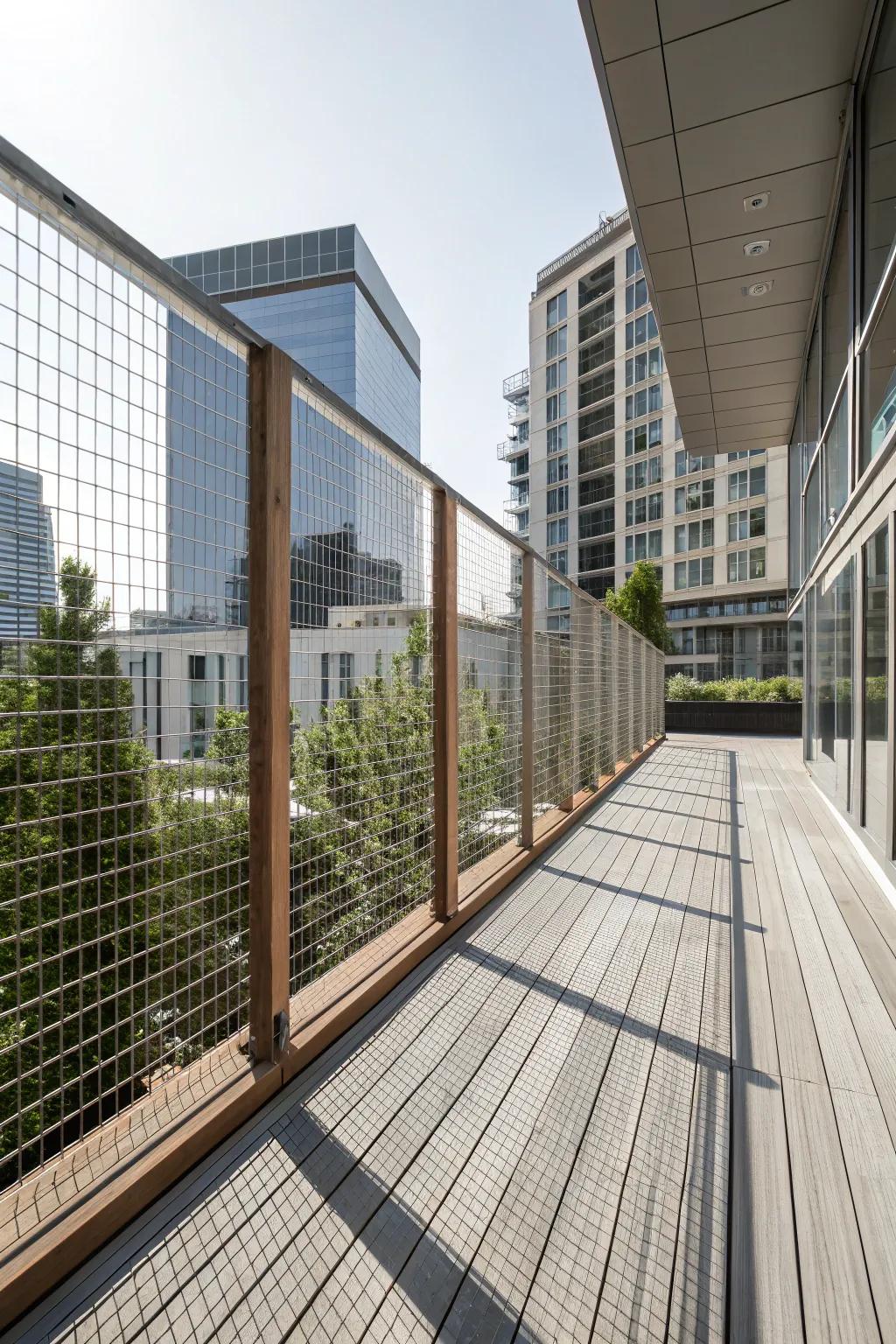 Horizontal lines give a modern twist to livestock panel guardrails.