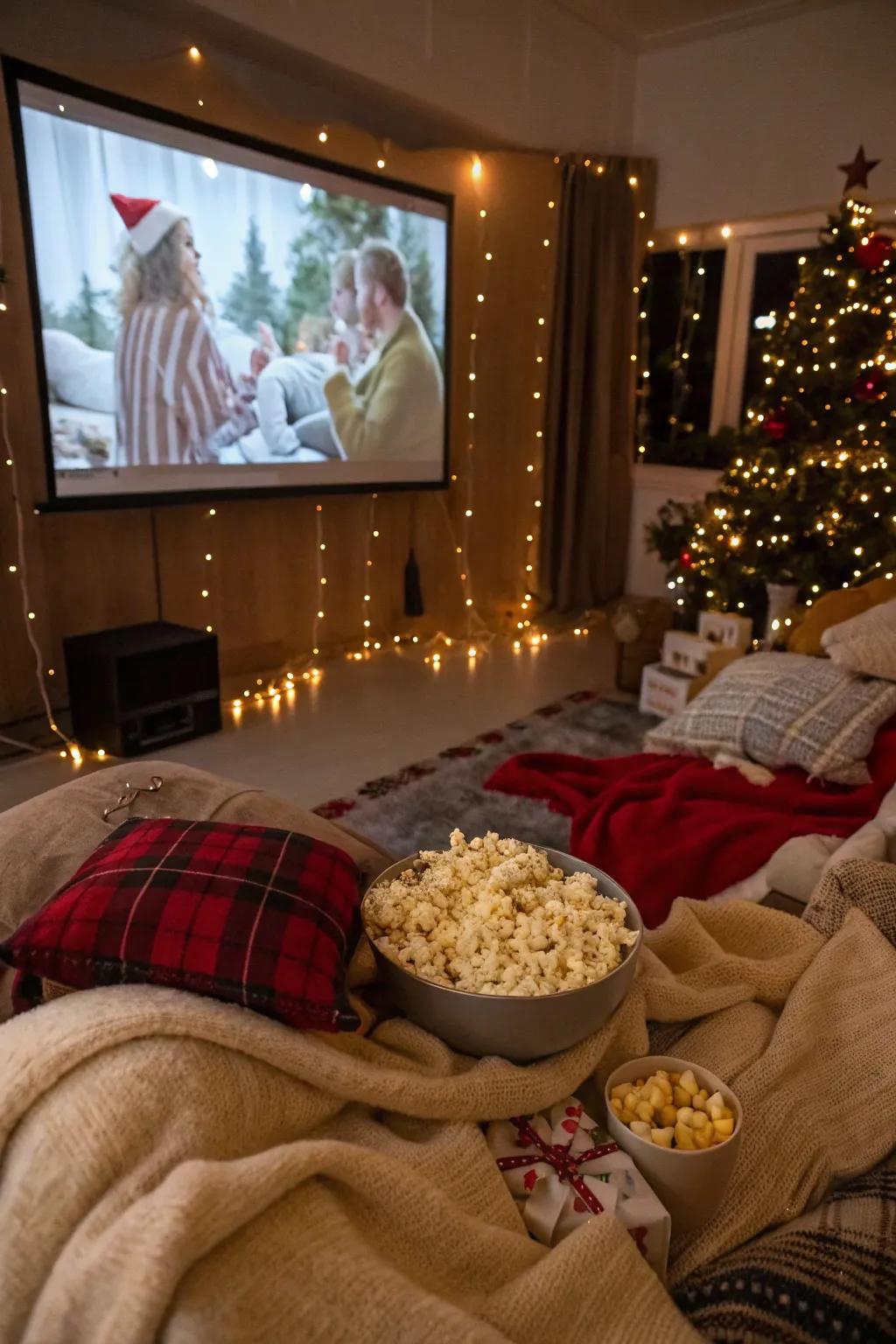 Indulge in a snug holiday movie marathon with friends and family.