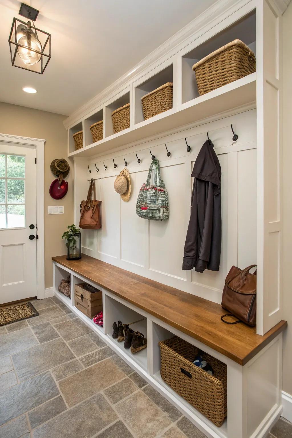 A functional mudroom keeping the home tidy.