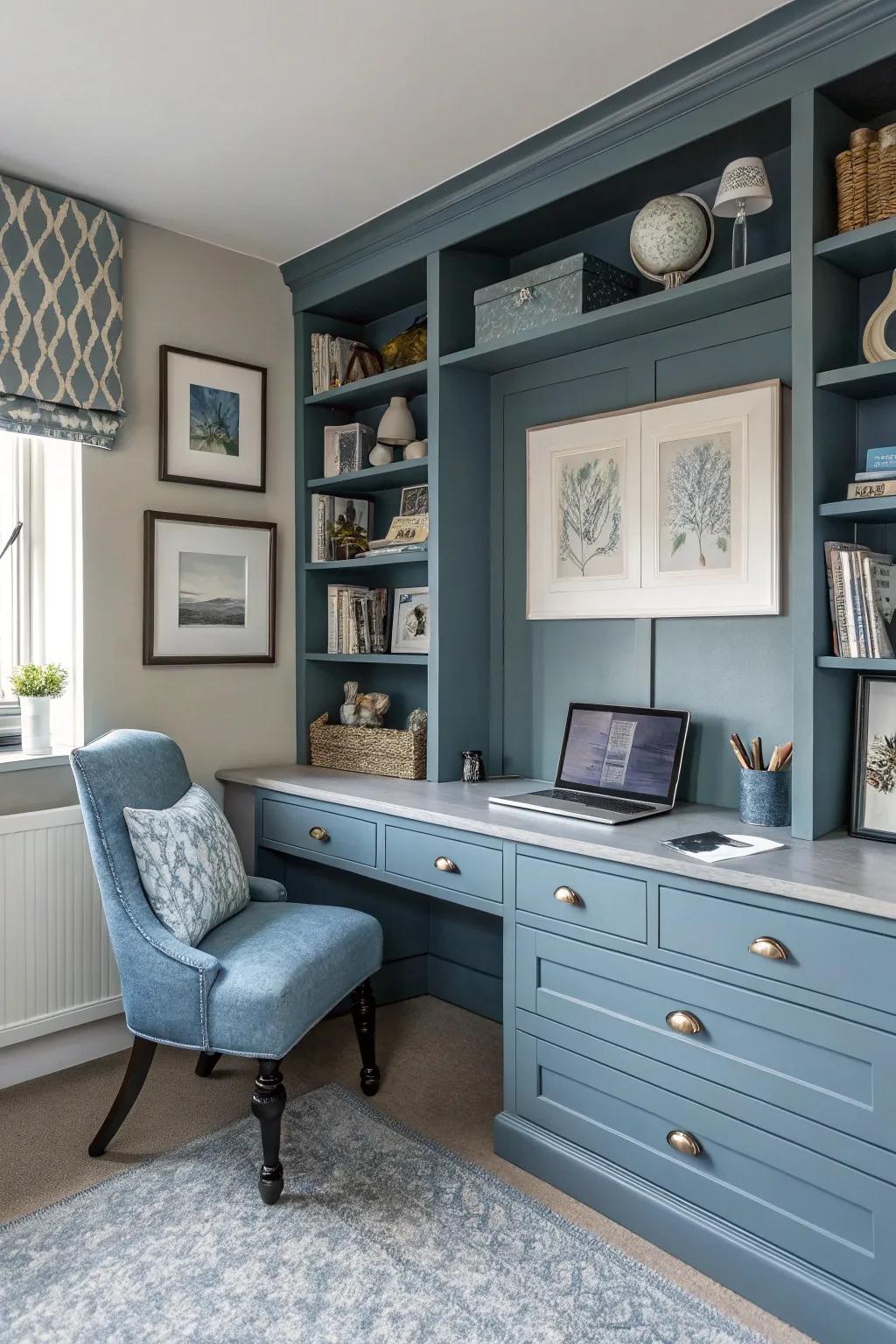 A matching color theme unifies your office decor.