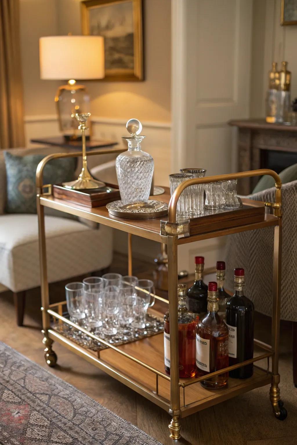 A well-curated bar is the heart of any home speakeasy.