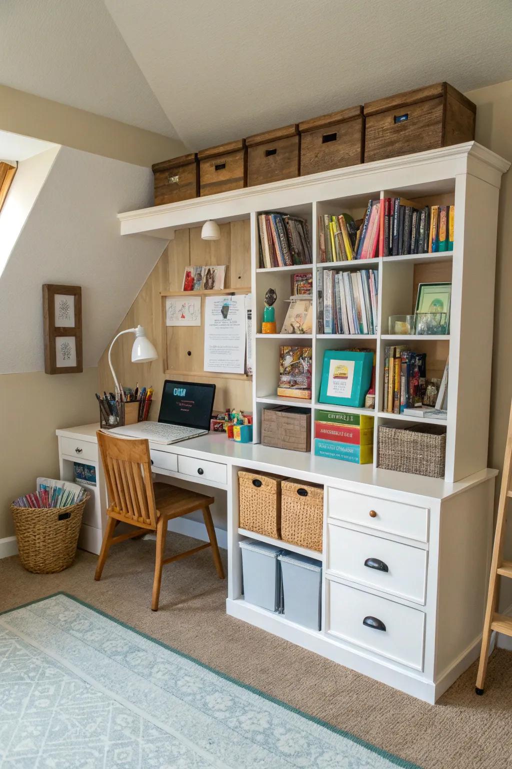 Multi-purpose furniture adds functionality and style to any homeschool space.