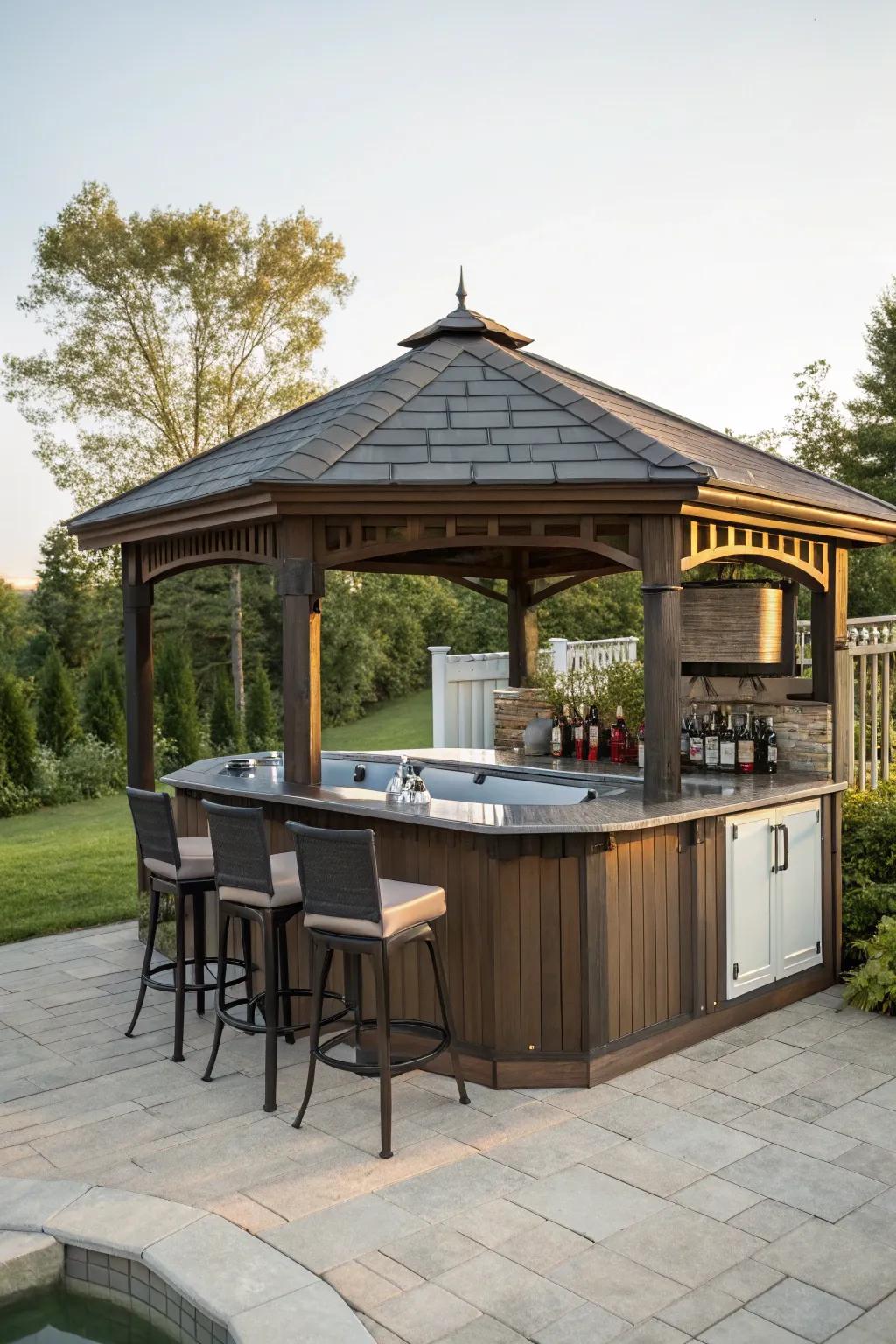 A custom-made bar includes a dash of luxury to your gazebo.