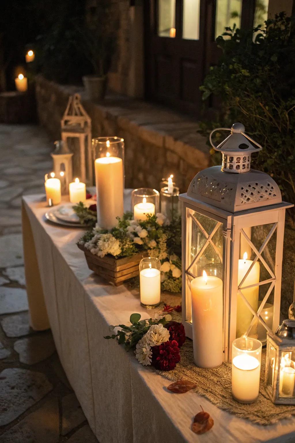 Candles and lanterns add a cozy ambiance to your party.