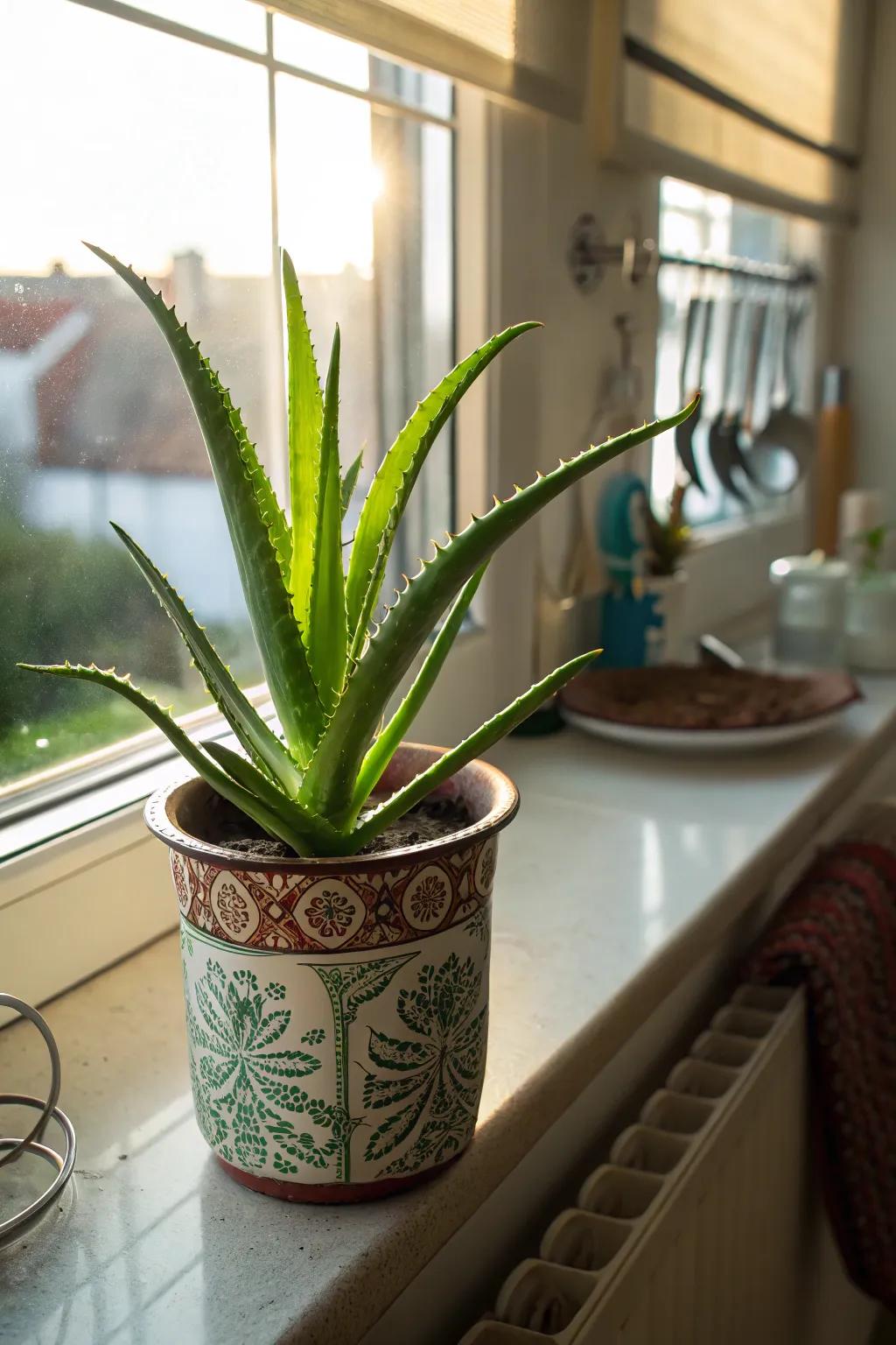 Aloe Vera offering usefulness and beauty in the cooking area.