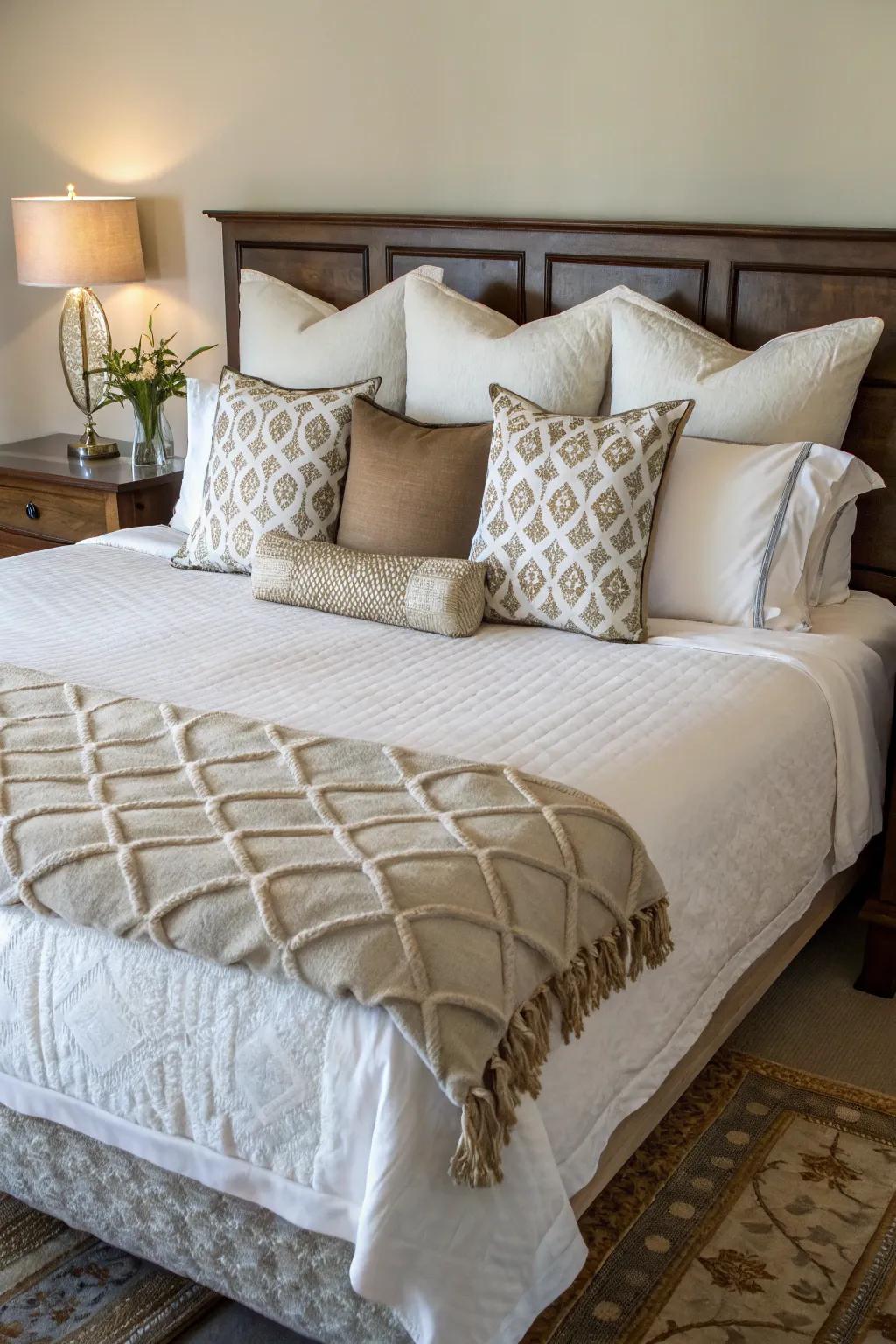 Symmetry brings serenity to your bed.