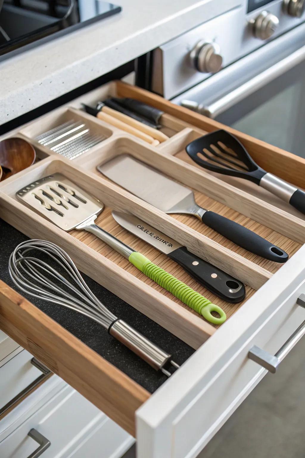 Customized inserts providing a perfect fit for utensils.
