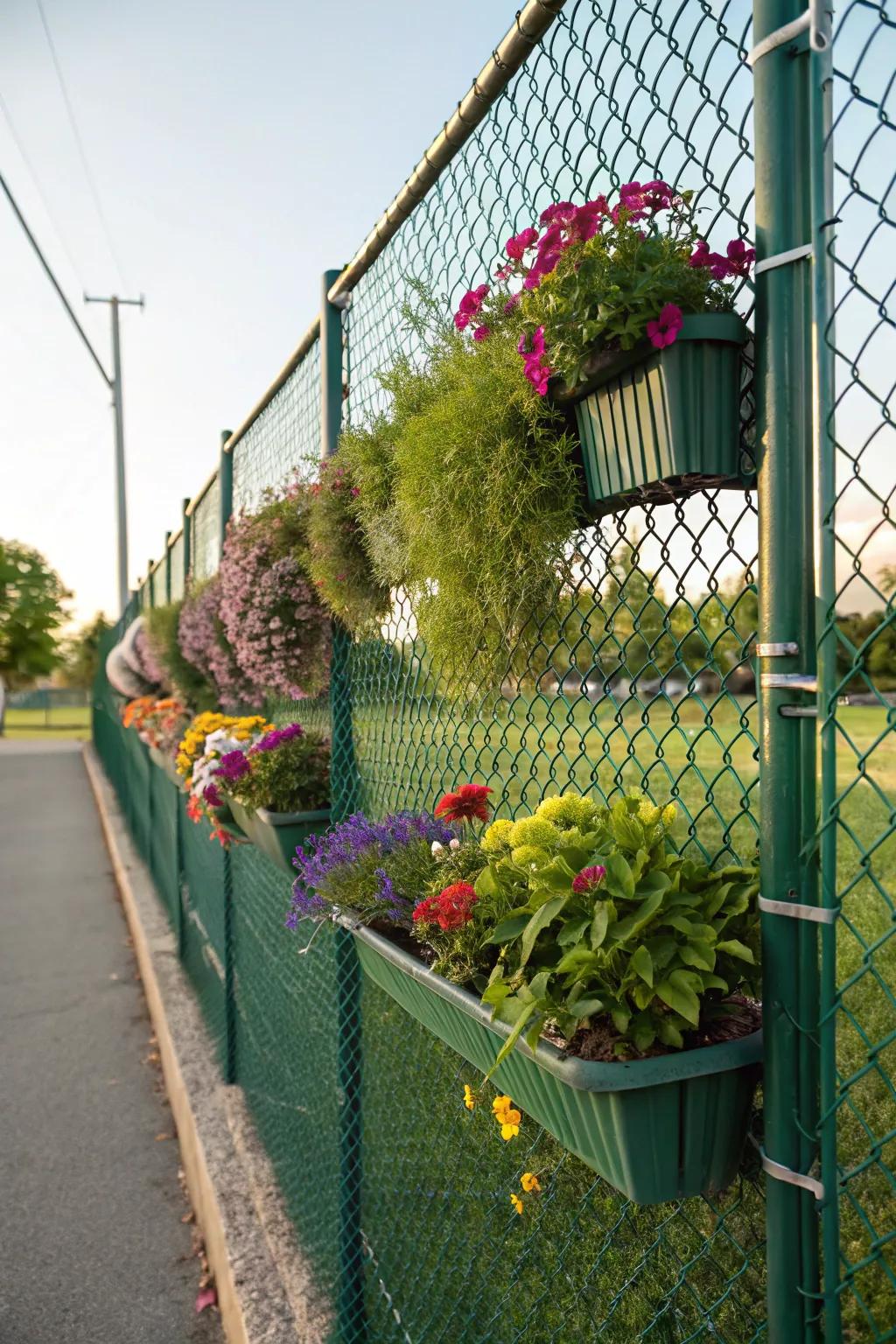 Vertical gardens contribute beauty and privacy.