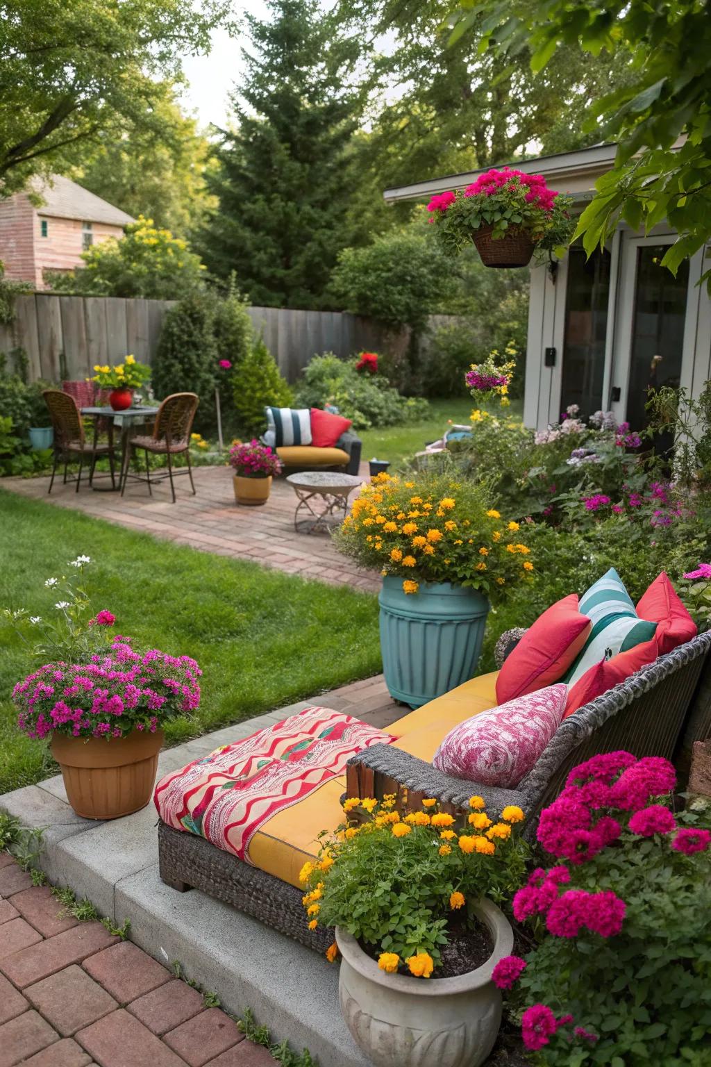 Bright accents add vibrancy to your outdoor area.