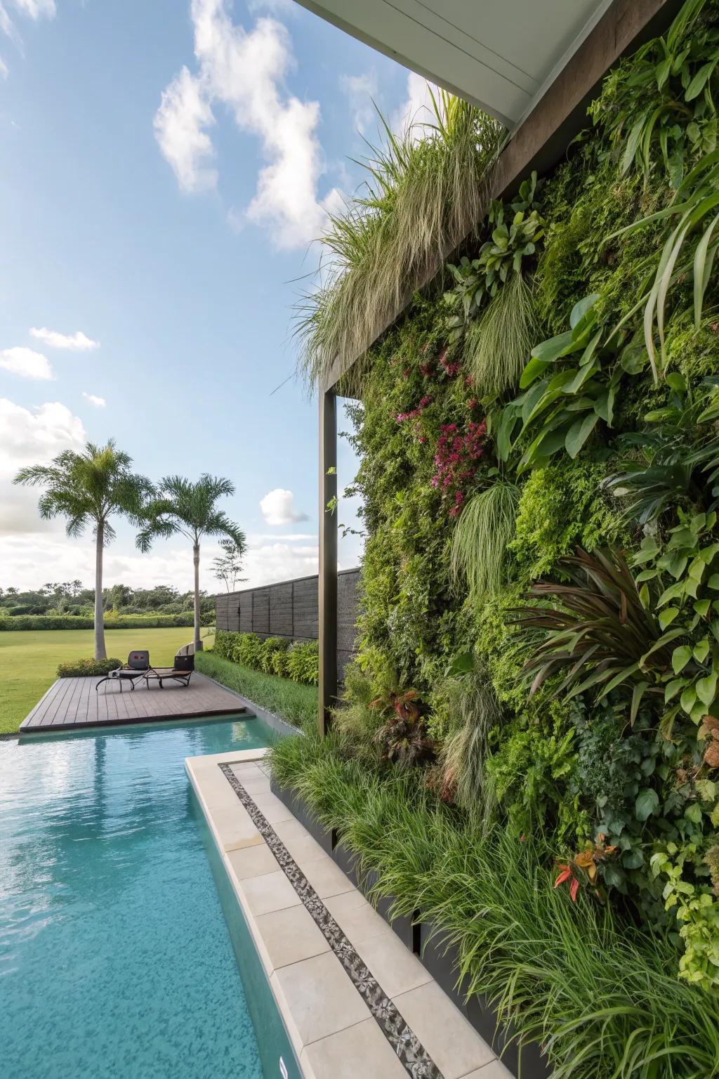 Vertical gardens add foliage without taking up room.