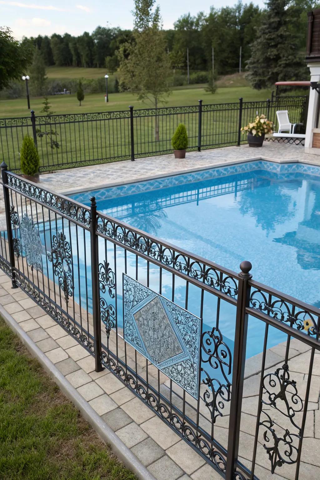 Ornamental surrounds inject a distinctive element to poolside settings.
