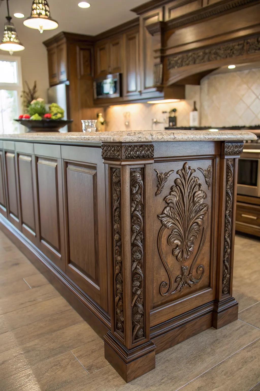 Decorative molding brings a stylish and elegant touch to kitchen islands.