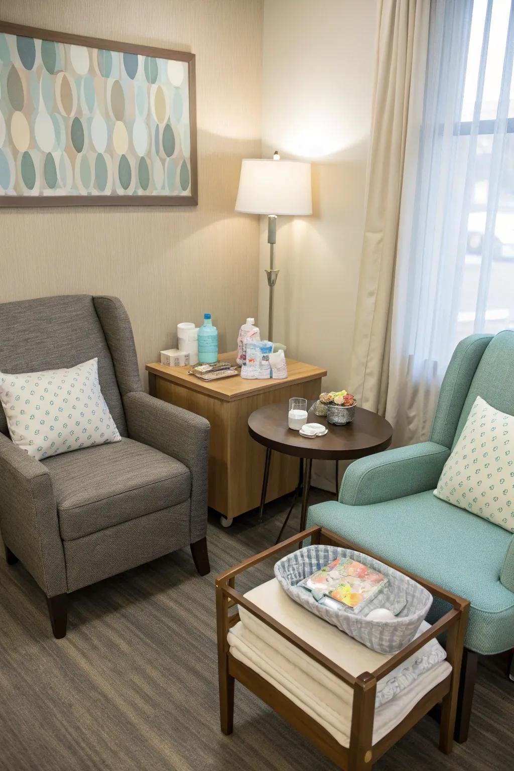 Fashionable side tables add functionality next to seating.