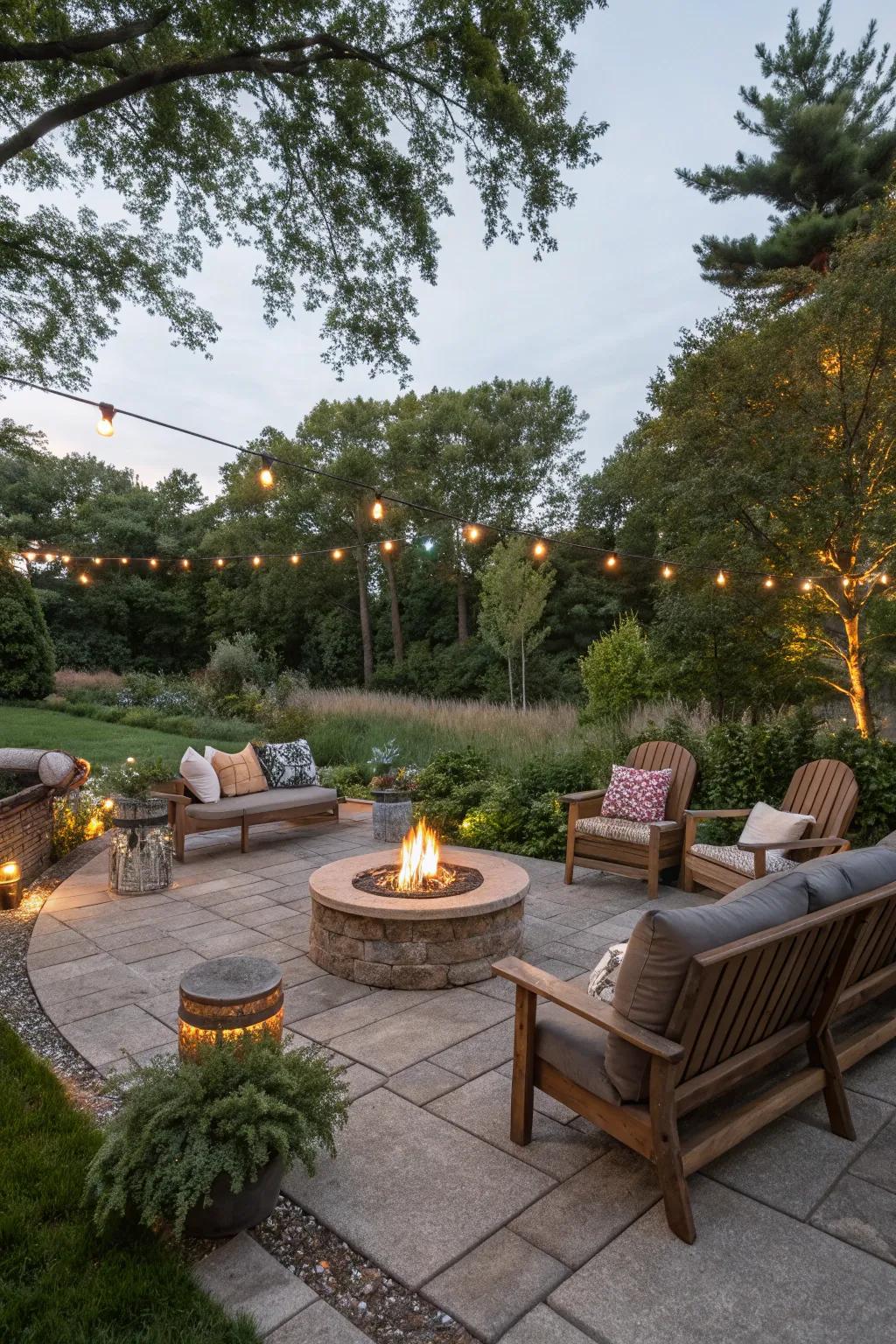A cozy outdoor lounge ideal for social gatherings.