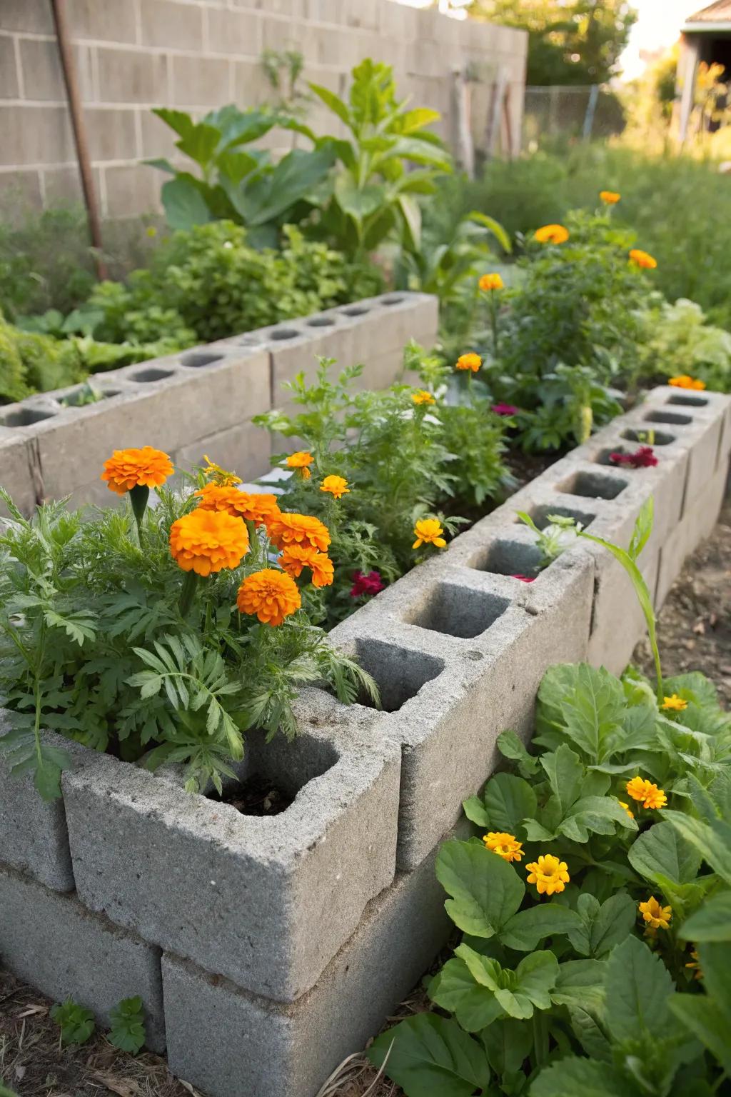Blocks are useful and can also make your raised garden beds look nice.