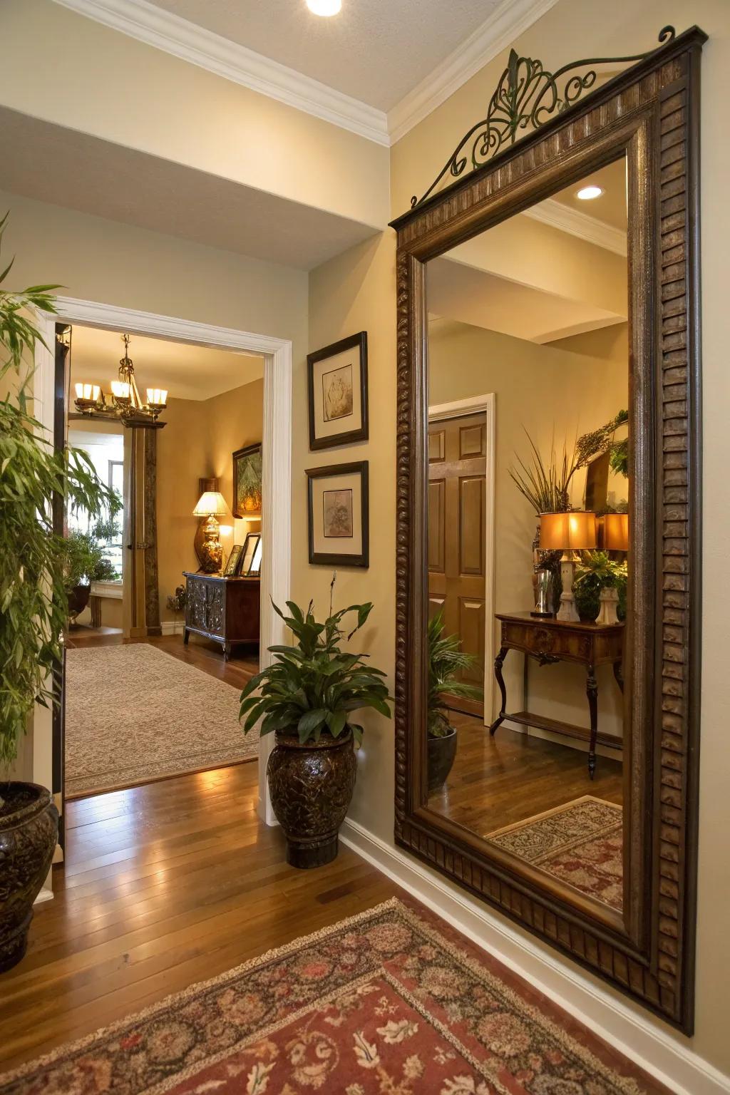 An inviting entrance mirror makes a grand first impression.