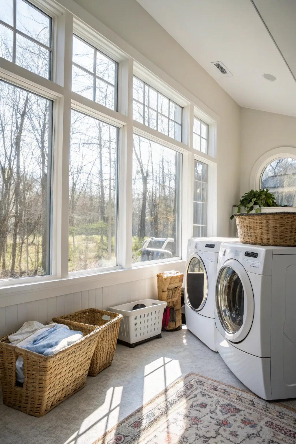 Sunlight enhances both the feel and functionality of your laundry space.