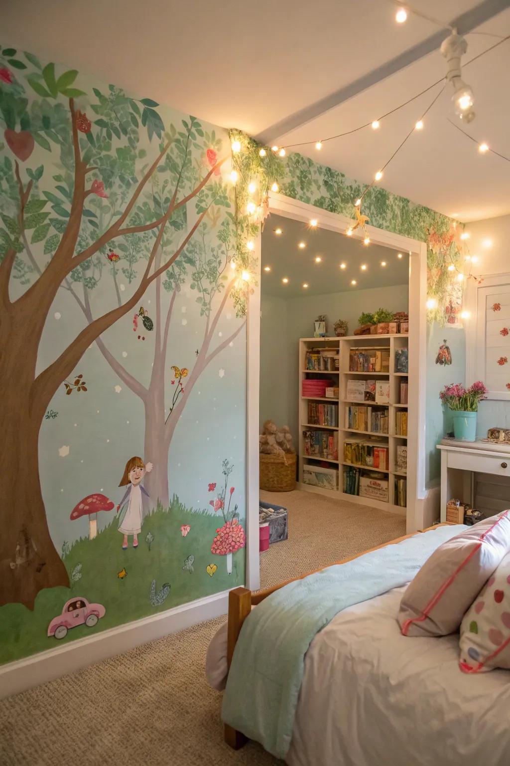 An imaginative wall scene that transports you to a magical realm.