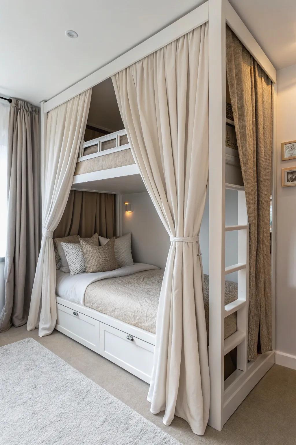 Curtains around your loft bed introduce privacy and style to your room.