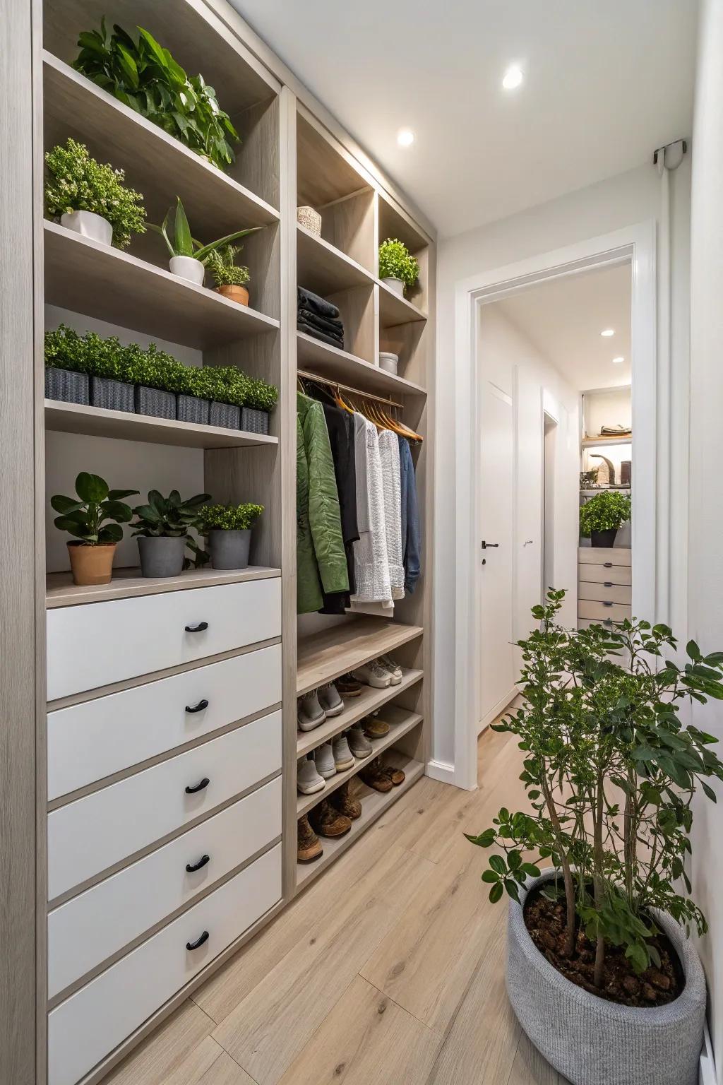 Greenery adds a touch of life and warmth.
