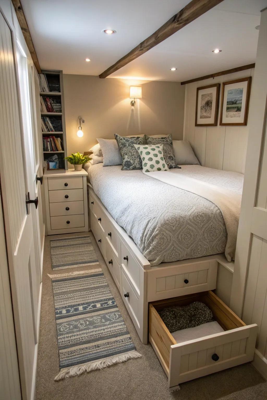 Versatile furniture optimizes efficiency.