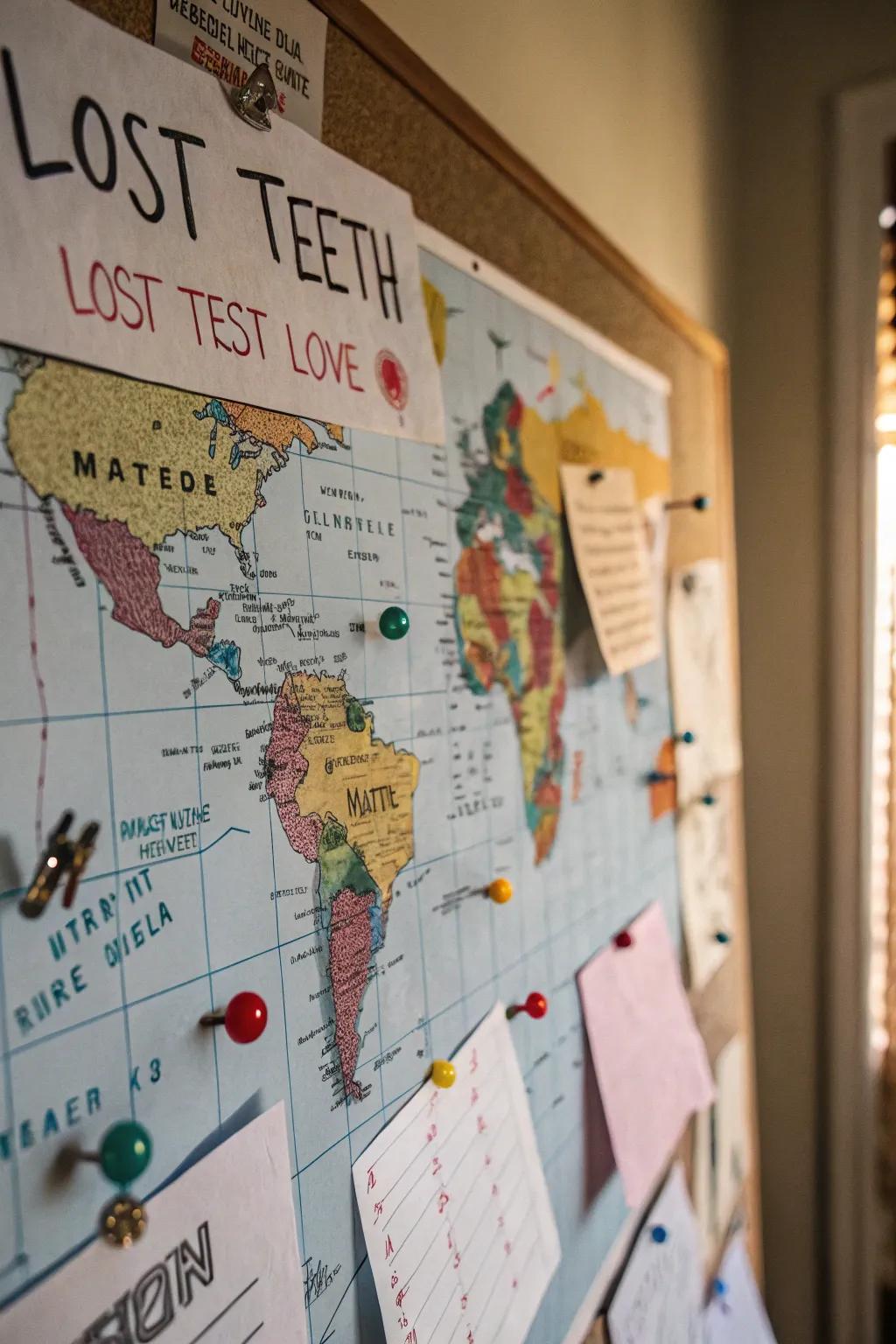 Monitor tooth loss throughout the classroom using a creative map theme.