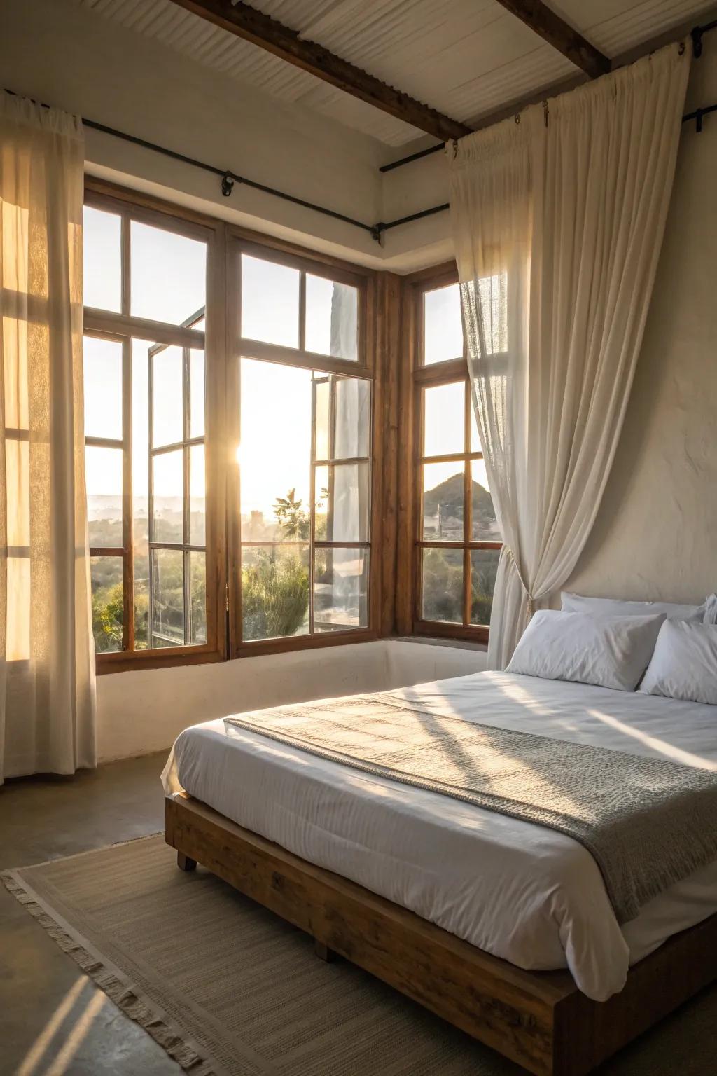 An airy atmosphere enhanced by natural light.