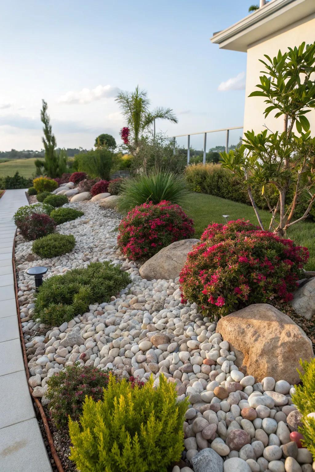 Pretty gravel adds texture and charm.