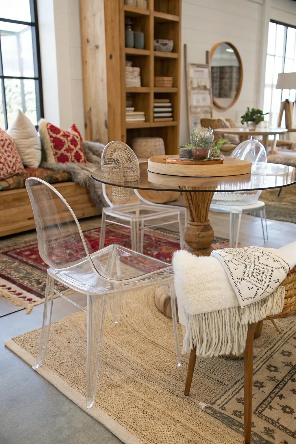 Blending textures with crystal for a balanced decor.