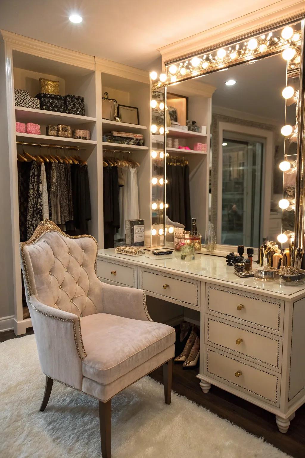 A personalized vanity space with elegant design features.