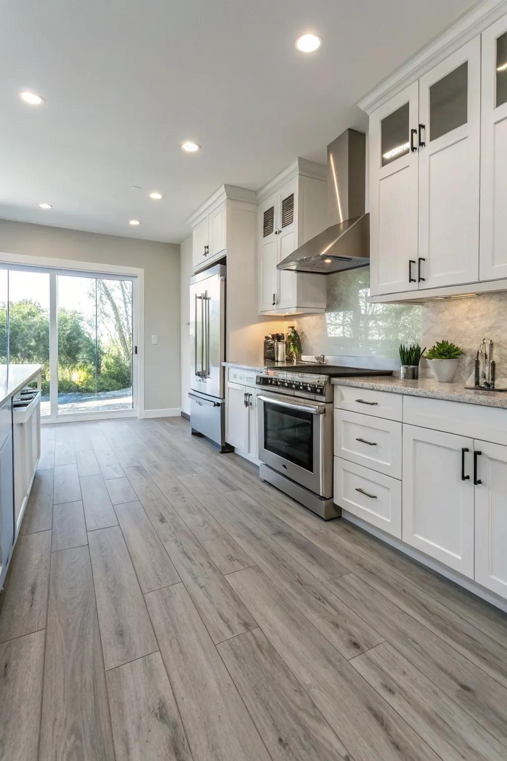 Luxury vinyl planks offer a high-end look with easy maintenance.