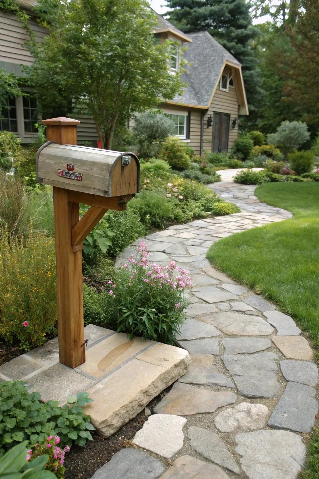 Achieve a cohesive look by integrating your mailbox with a walkway.