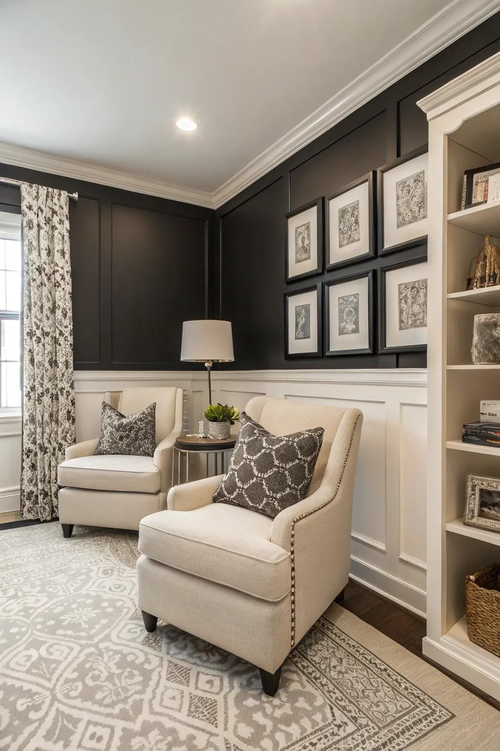 A monochrome color scheme can make a small space feel expansive and fashionable.