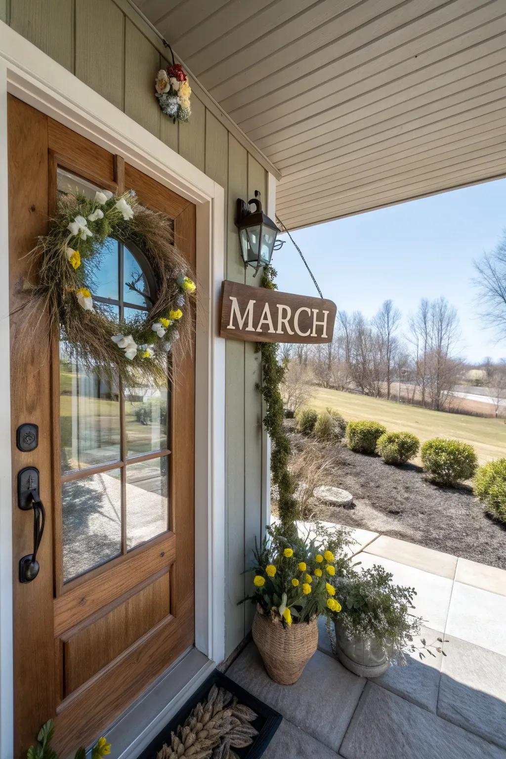 A weathered welcome marker delivers warmth and charisma to your entrance.